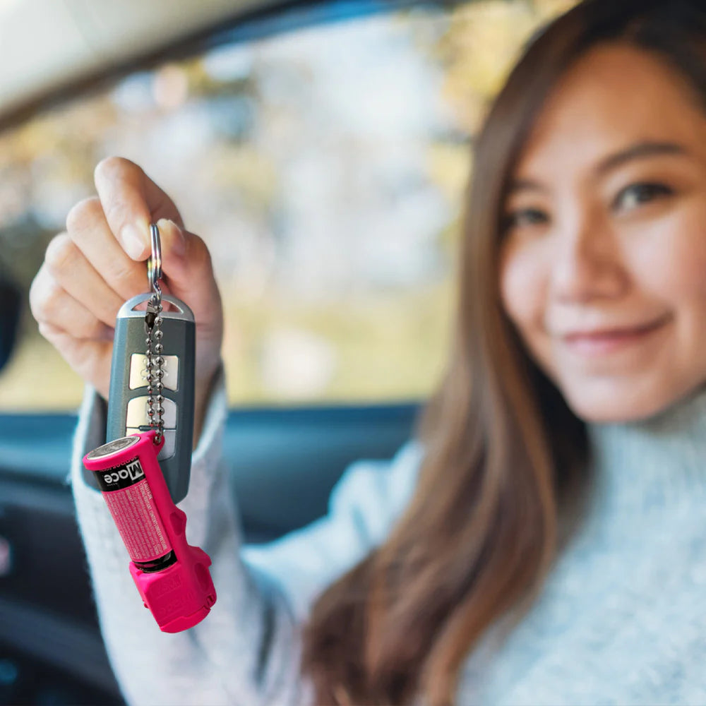 Pocket Size Mace Pepper Spray- Ideal self defense keychain for women, 10 ft range, Made in the USA- Available in Neon Pink