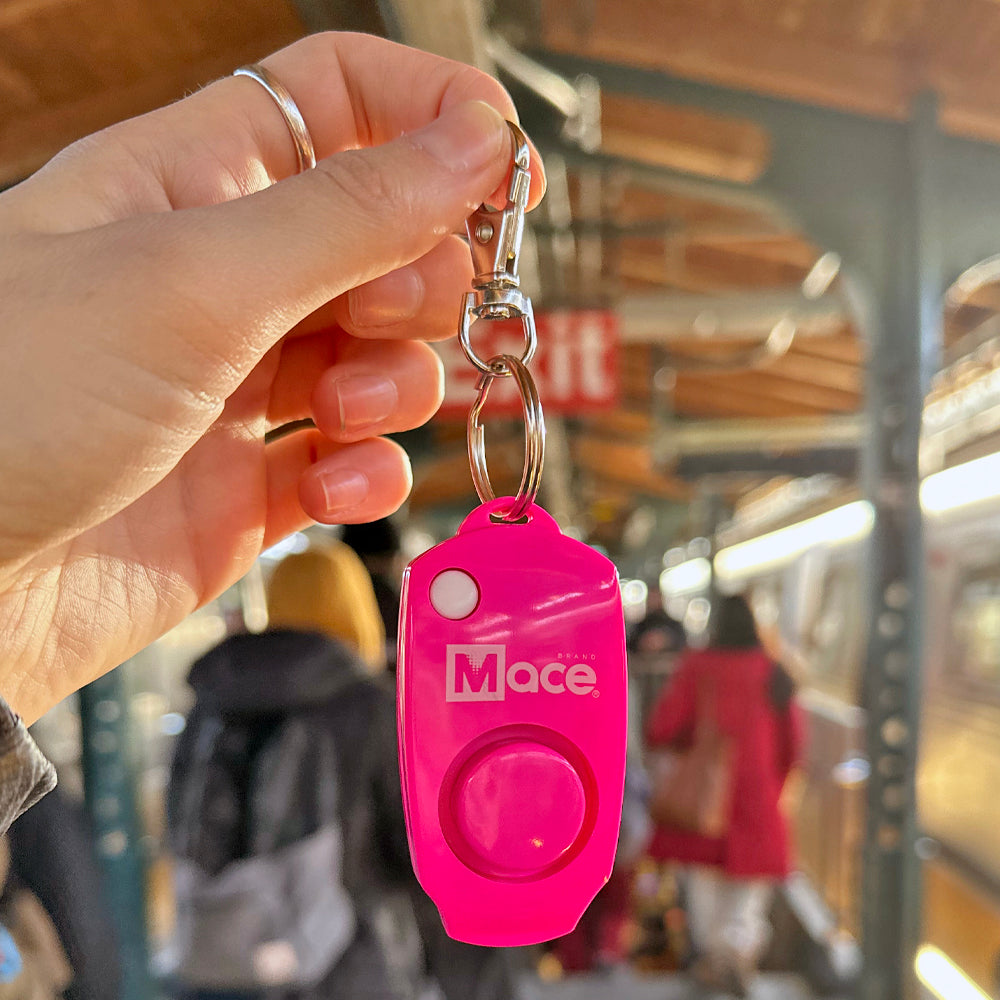 Mace personal alarm, 130 decibel, self defense keychain, ideal for school age kids- Pink