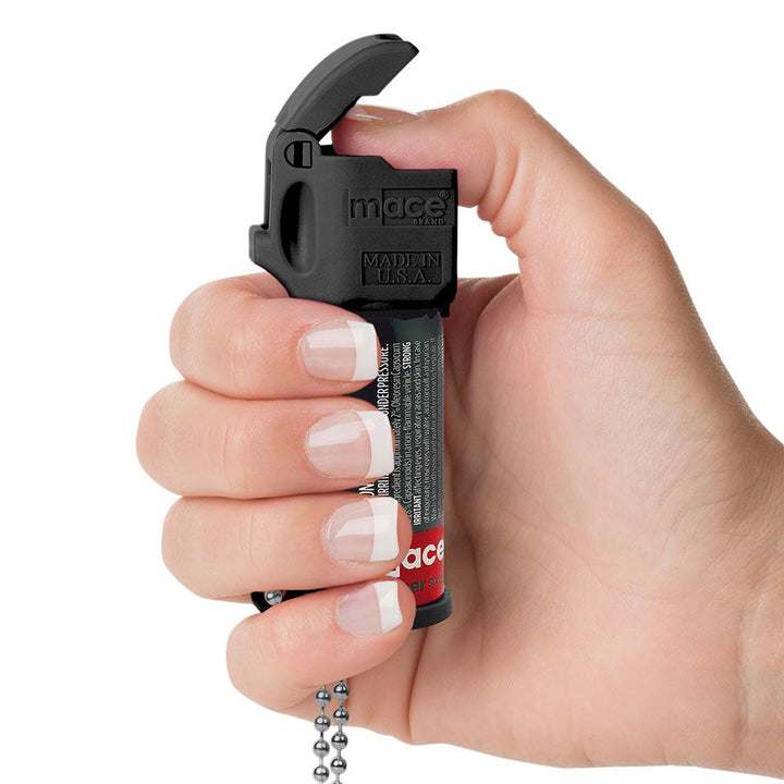 Pocket Size Mace Pepper Spray- Ideal self defense keychain for women, 10 ft range, Made in the USA- Available in High Visibility Black